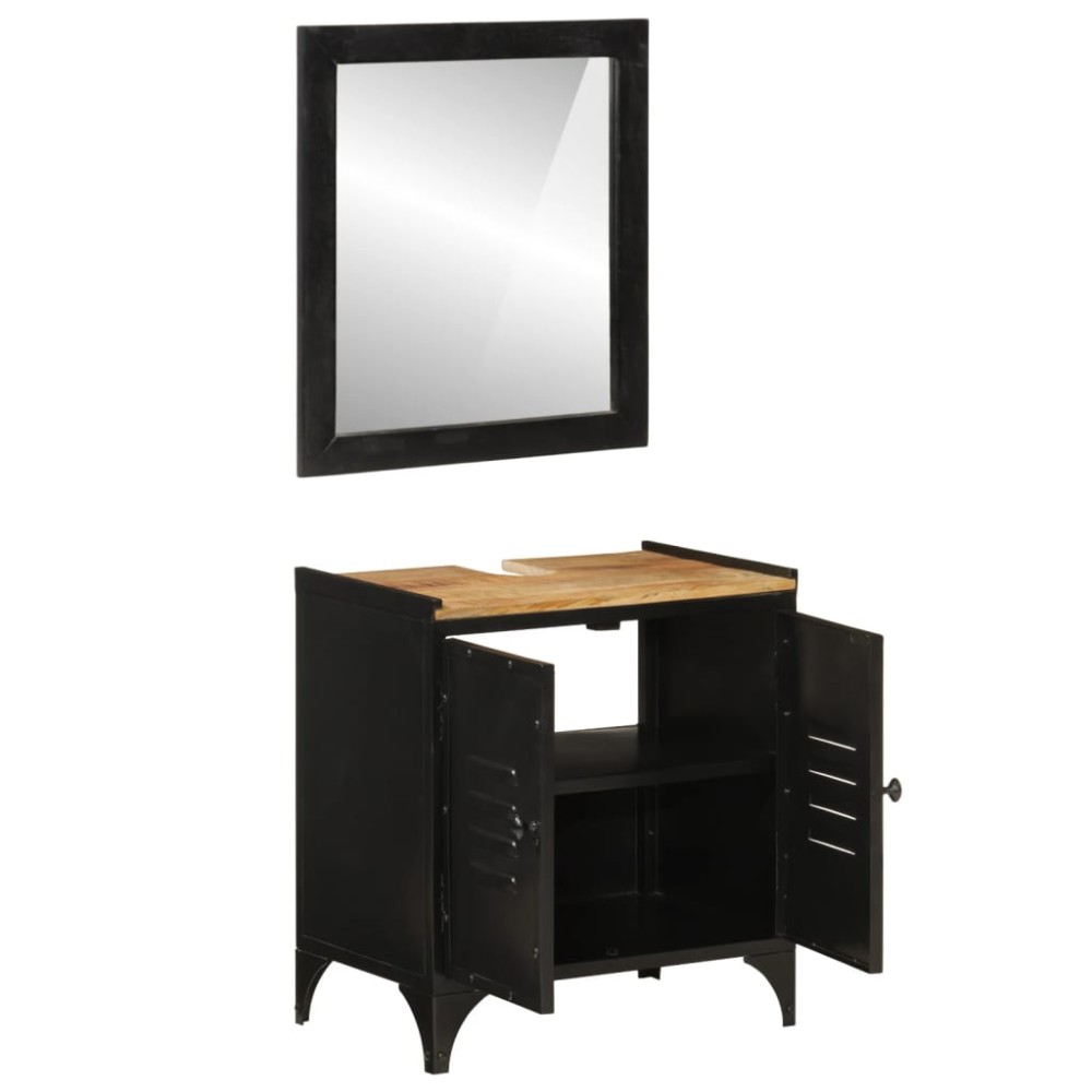 vidaXL Set mobilier de baie, 2 piese, fier și lemn masiv de mango