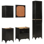 vidaXL Set mobilier de baie, 5 piese, fier și lemn masiv de mango