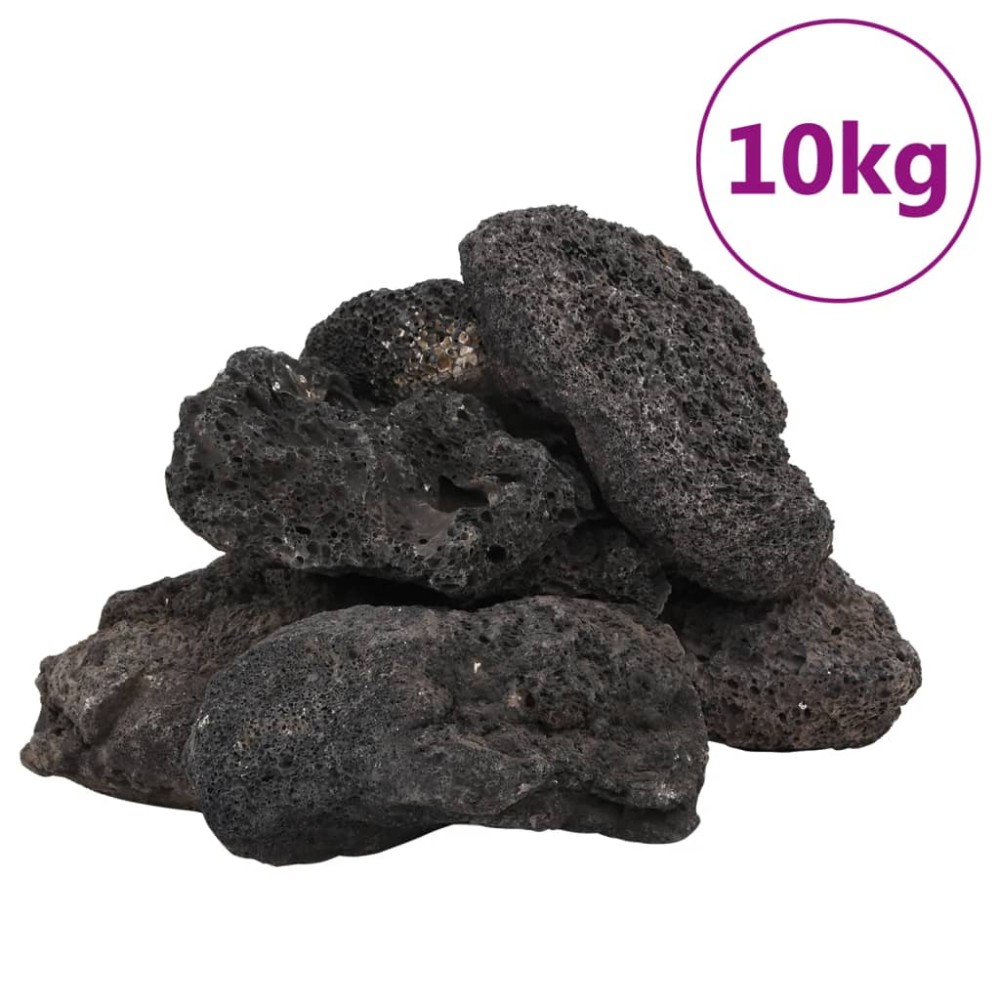 vidaXL Roci vulcanice, 10 kg, negru, 10-30 cm