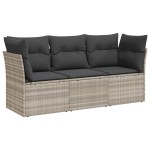 vidaXL Set canapele de grădină cu perne, 3 piese gri deschis poliratan vidaXL Set canapele de grădină cu perne, 3 piese gri deschis poliratan
