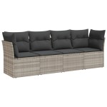vidaXL Set canapea de grădină cu perne, 4 piese, gri deschis poliratan vidaXL Set canapea de grădină cu perne, 4 piese, gri deschis poliratan