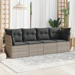vidaXL Set canapea de grădină cu perne, 4 piese, gri deschis poliratan vidaXL Set canapea de grădină cu perne, 4 piese, gri deschis poliratan