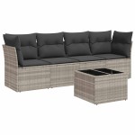 vidaXL Set canapele de grădină cu perne, 5 piese gri deschis poliratan vidaXL Set canapele de grădină cu perne, 5 piese gri deschis poliratan