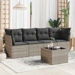 vidaXL Set canapele de grădină cu perne, 5 piese gri deschis poliratan vidaXL Set canapele de grădină cu perne, 5 piese gri deschis poliratan
