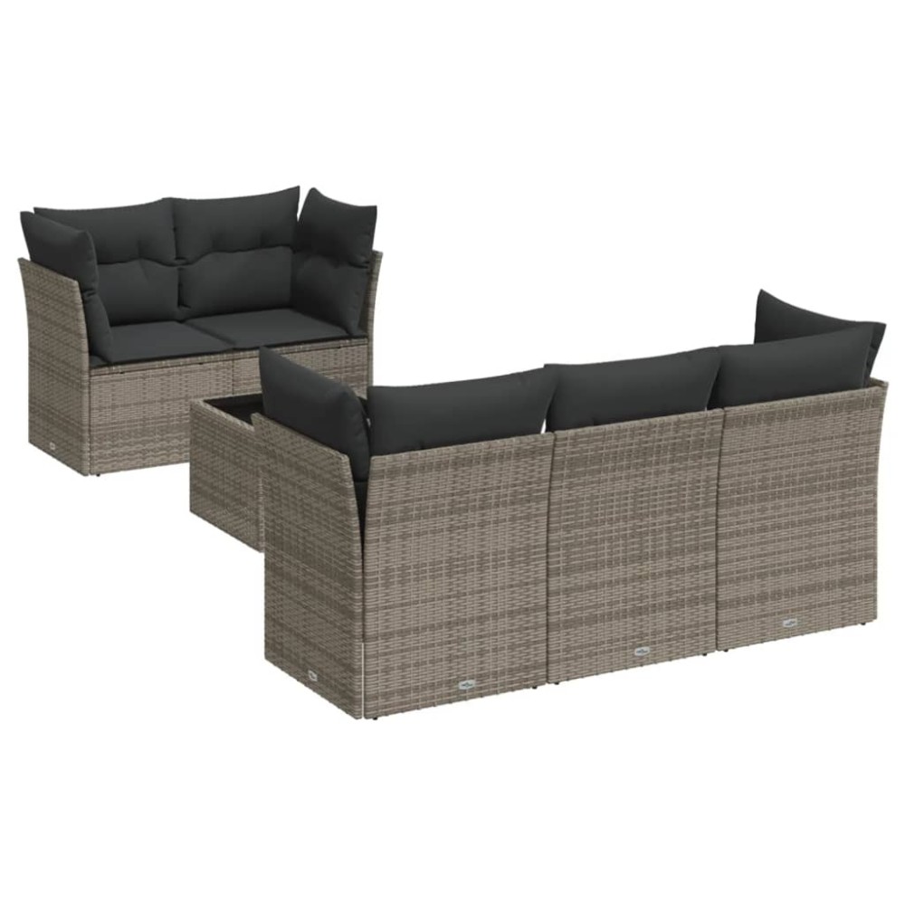 vidaXL Set mobilier grădină cu perne, 6 piese, gri, poliratan
