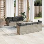 vidaXL Set mobilier de grădină cu perne, 8 piese gri deschis poliratan vidaXL Set mobilier de grădină cu perne, 8 piese gri deschis poliratan