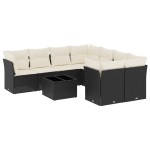 vidaXL Set mobilier de grădină cu perne, 9 piese, negru, poliratan vidaXL Set mobilier de grădină cu perne, 9 piese, negru, poliratan