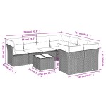 vidaXL Set mobilier de grădină cu perne, 9 piese, negru, poliratan vidaXL Set mobilier de grădină cu perne, 9 piese, negru, poliratan