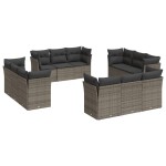vidaXL Set canapea de grădină cu perne, 12 piese, gri, poliratan vidaXL Set canapea de grădină cu perne, 12 piese, gri, poliratan