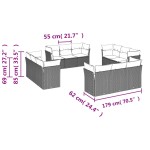 vidaXL Set canapea de grădină cu perne, 12 piese, gri, poliratan vidaXL Set canapea de grădină cu perne, 12 piese, gri, poliratan