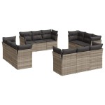 vidaXL Set canapele de grădină cu perne, 12piese gri deschis poliratan vidaXL Set canapele de grădină cu perne, 12piese gri deschis poliratan
