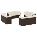 vidaXL Set canapele de grădină cu perne, 12 piese, maro, poliratan vidaXL Set canapele de grădină cu perne, 12 piese, maro, poliratan
