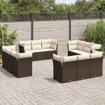 vidaXL Set canapele de grădină cu perne, 12 piese, maro, poliratan vidaXL Set canapele de grădină cu perne, 12 piese, maro, poliratan