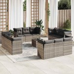 vidaXL Set canapele de grădină cu perne, 13piese gri deschis poliratan vidaXL Set canapele de grădină cu perne, 13piese gri deschis poliratan