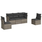 vidaXL Set canapea de grădină cu perne, 5 piese, gri, poliratan vidaXL Set canapea de grădină cu perne, 5 piese, gri, poliratan