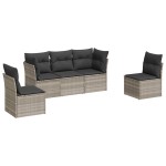 vidaXL Set canapele de grădină cu perne, 5 piese gri deschis poliratan vidaXL Set canapele de grădină cu perne, 5 piese gri deschis poliratan