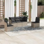 vidaXL Set canapele de grădină cu perne, 5 piese gri deschis poliratan vidaXL Set canapele de grădină cu perne, 5 piese gri deschis poliratan