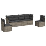 vidaXL Set mobilier grădină cu perne, 6 piese, gri, poliratan vidaXL Set mobilier grădină cu perne, 6 piese, gri, poliratan