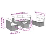 vidaXL Set mobilier de grădină cu perne, 8 piese, negru, poliratan