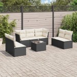 vidaXL Set mobilier de grădină cu perne, 8 piese, negru, poliratan vidaXL Set mobilier de grădină cu perne, 8 piese, negru, poliratan