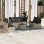 vidaXL Set mobilier de grădină cu perne, 8 piese gri deschis poliratan vidaXL Set mobilier de grădină cu perne, 8 piese gri deschis poliratan