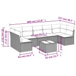 vidaXL Set mobilier de grădină cu perne, 8 piese, negru, poliratan
