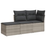 vidaXL Set canapele de grădină cu perne, 3 piese gri deschis poliratan vidaXL Set canapele de grădină cu perne, 3 piese gri deschis poliratan