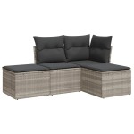 vidaXL Set canapea de grădină cu perne, 4 piese, gri deschis poliratan vidaXL Set canapea de grădină cu perne, 4 piese, gri deschis poliratan