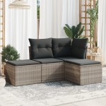 vidaXL Set canapea de grădină cu perne, 4 piese, gri deschis poliratan vidaXL Set canapea de grădină cu perne, 4 piese, gri deschis poliratan
