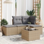 vidaXL Set canapele de grădină cu perne, 5 piese, bej, poliratan vidaXL Set canapele de grădină cu perne, 5 piese, bej, poliratan
