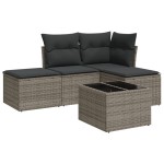 vidaXL Set canapea de grădină cu perne, 5 piese, gri, poliratan