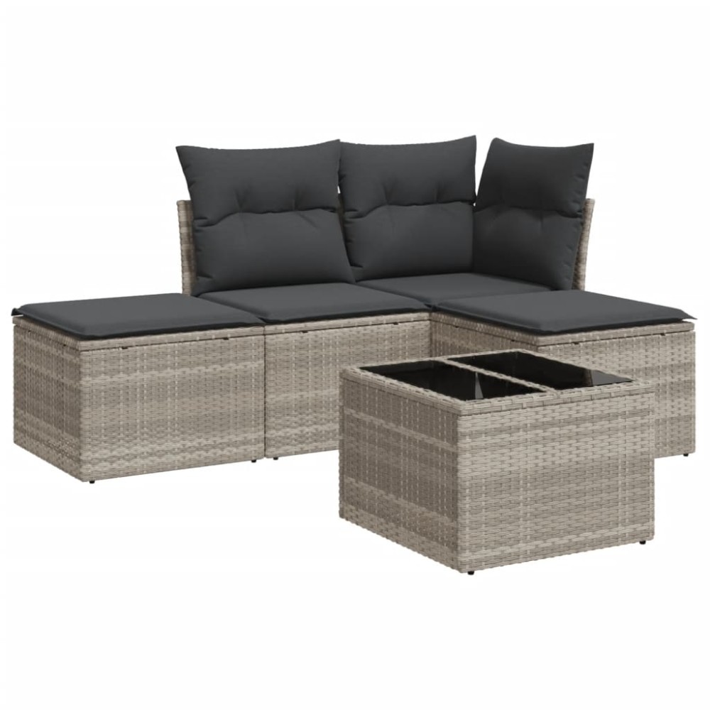 vidaXL Set canapele de grădină cu perne, 5 piese gri deschis poliratan
