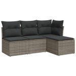 vidaXL Set canapea de grădină cu perne, 4 piese, gri, poliratan vidaXL Set canapea de grădină cu perne, 4 piese, gri, poliratan