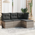 vidaXL Set canapea de grădină cu perne, 4 piese, gri deschis poliratan vidaXL Set canapea de grădină cu perne, 4 piese, gri deschis poliratan