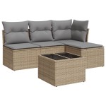 vidaXL Set canapele de grădină cu perne, 5 piese, bej, poliratan vidaXL Set canapele de grădină cu perne, 5 piese, bej, poliratan
