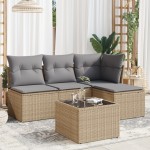 vidaXL Set canapele de grădină cu perne, 5 piese, bej, poliratan vidaXL Set canapele de grădină cu perne, 5 piese, bej, poliratan