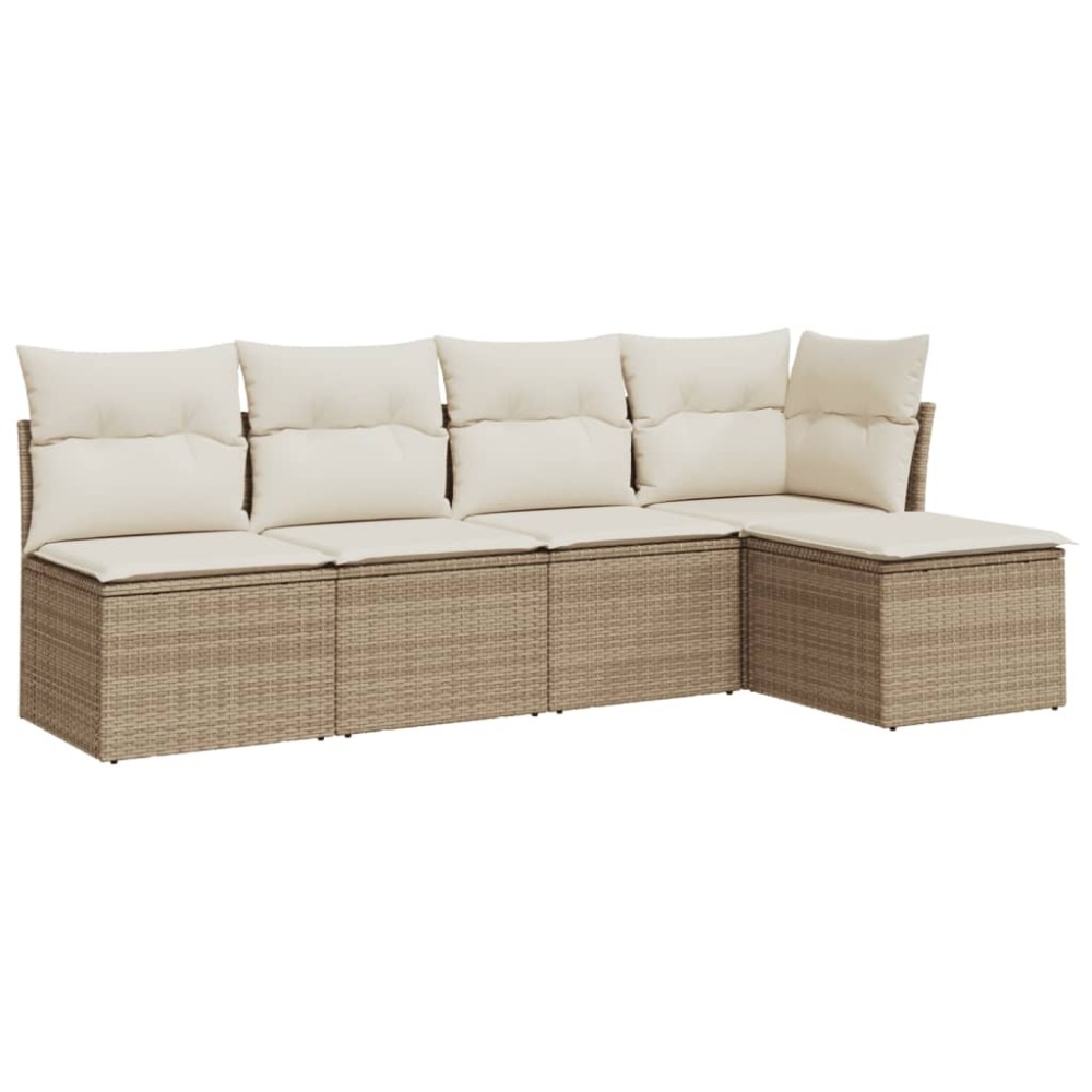 vidaXL Set canapele de grădină cu perne, 5 piese, bej, poliratan