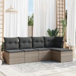vidaXL Set canapea de grădină cu perne, 5 piese, gri, poliratan vidaXL Set canapea de grădină cu perne, 5 piese, gri, poliratan