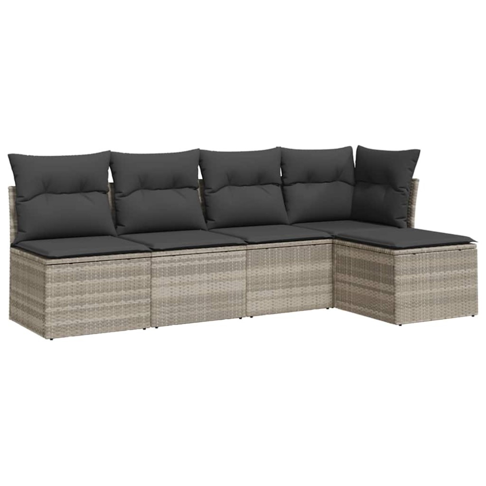 vidaXL Set canapele de grădină cu perne, 5 piese gri deschis poliratan