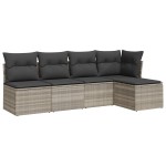 vidaXL Set canapele de grădină cu perne, 5 piese gri deschis poliratan