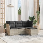 vidaXL Set canapea de grădină cu perne, 4 piese, gri deschis poliratan vidaXL Set canapea de grădină cu perne, 4 piese, gri deschis poliratan