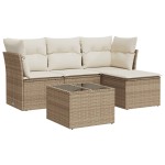 vidaXL Set canapele de grădină cu perne, 5 piese, bej, poliratan