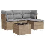 vidaXL Set canapele de grădină cu perne, 5 piese, bej, poliratan