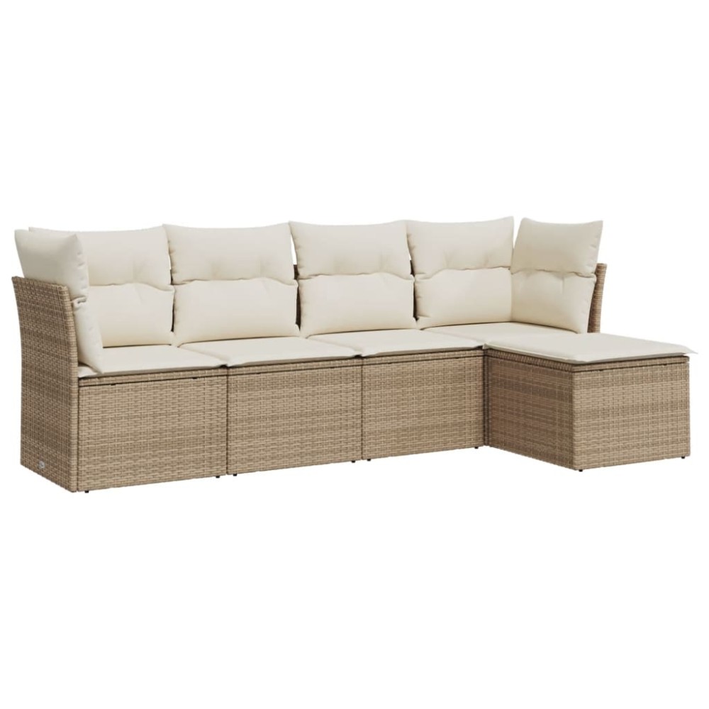 vidaXL Set canapele de grădină cu perne, 5 piese, bej, poliratan