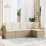 vidaXL Set canapele de grădină cu perne, 5 piese, bej, poliratan vidaXL Set canapele de grădină cu perne, 5 piese, bej, poliratan