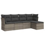 vidaXL Set canapea de grădină cu perne, 5 piese, gri, poliratan vidaXL Set canapea de grădină cu perne, 5 piese, gri, poliratan