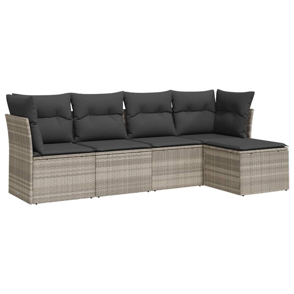 vidaXL Set canapele de grădină cu perne, 5 piese gri deschis poliratan