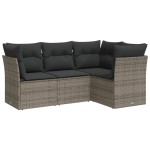 vidaXL Set canapea de grădină cu perne, 4 piese, gri, poliratan vidaXL Set canapea de grădină cu perne, 4 piese, gri, poliratan