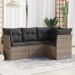vidaXL Set canapea de grădină cu perne, 4 piese, gri, poliratan vidaXL Set canapea de grădină cu perne, 4 piese, gri, poliratan
