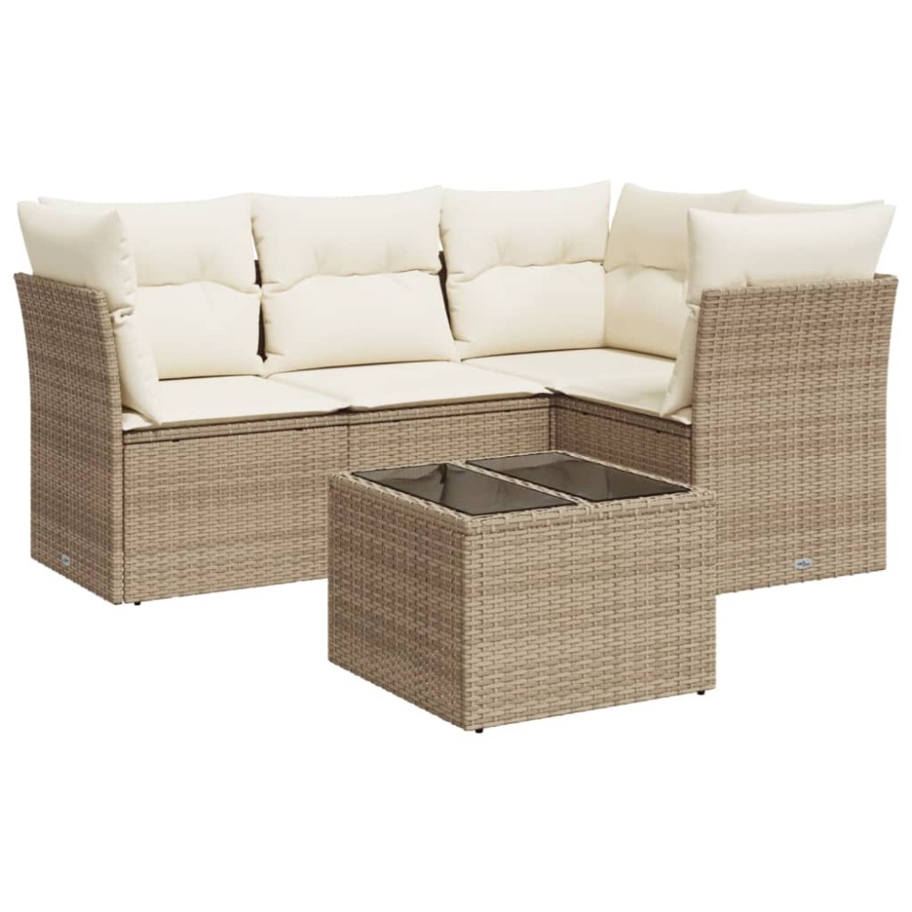 vidaXL Set canapele de grădină cu perne, 5 piese, bej, poliratan
